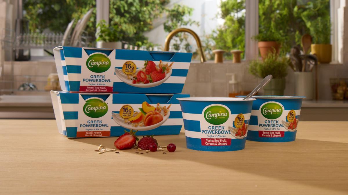 Campina Greek Powerbowl rood fruit en perzik