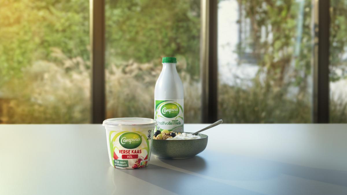Campina ontbijt met verse kaas en melk